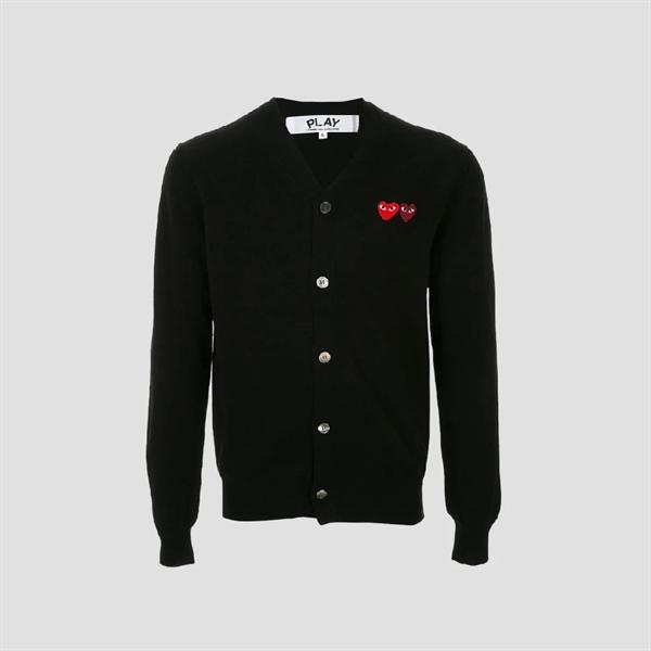 CDG Double Heart V-Neck Cardigan