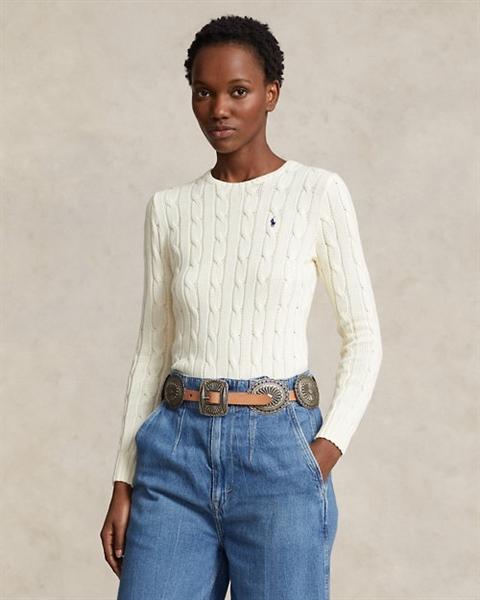 Ralph Lauren Cable Knit Cotton Crewneck Sweater ( Woman )