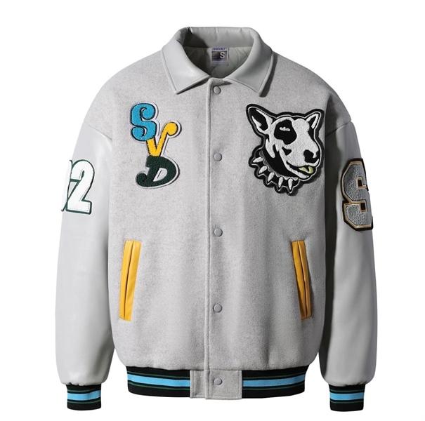 SVDĐXNLY Dog Badge Varsity Jacket