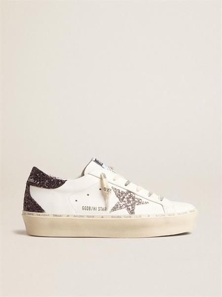 Golden Goose Hi Star Glitter Star Ruby Glitter Heel