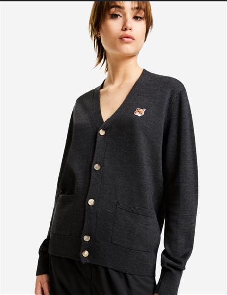 Maison Kitsune V-Neck Cardigan Fox Head Patch Classic