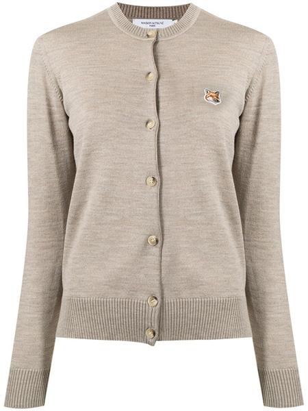 Maison Kitsune Fox-Patch Round-Neck Cardigan