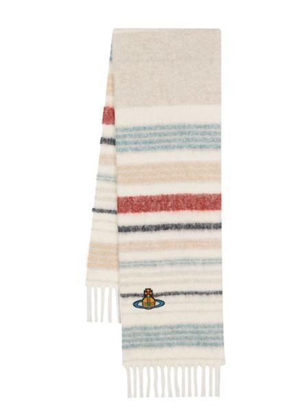 Vivienne Westwood Orb-Embroided Stripes Scarf