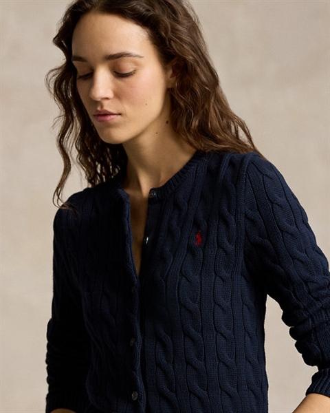 Ralph Lauren Cable Knit Cotton Crewneck Cardigan