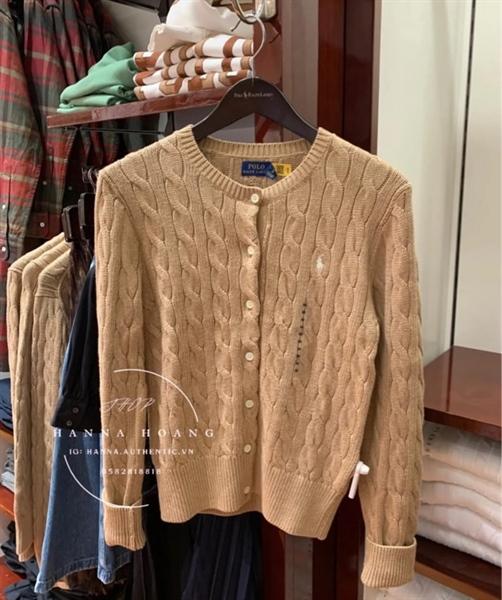 Ralph Lauren Cable Knit Cotton Crewneck Cardigan