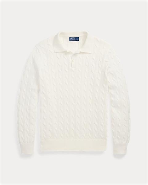 Polo Ralph Lauren Cable-Knit Cotton Polo-Collar Sweater