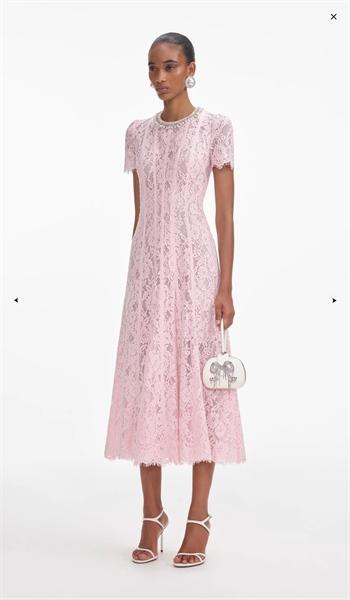 Self Portrait Pink Lace Embellished Mini Dress