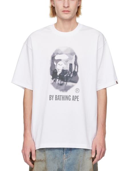 Bape White Painting Relaxed Fit Tee