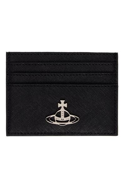 Vivienne Westwood Black Saffiano Leather Flat Card