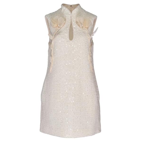 Self-Potrait Cream Boucle Flower Motif Mini Dress