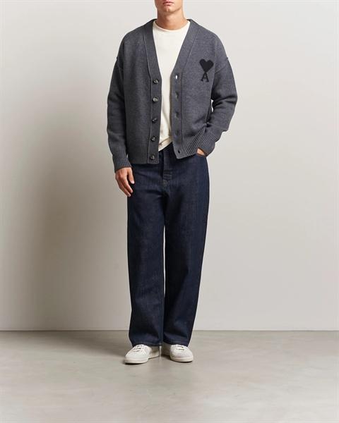 Ami Paris Big Heart Logo Wool Knitted Cardigan