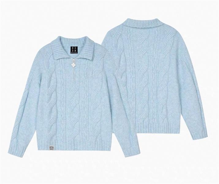 MEDM Cable Knit Zip Sweater