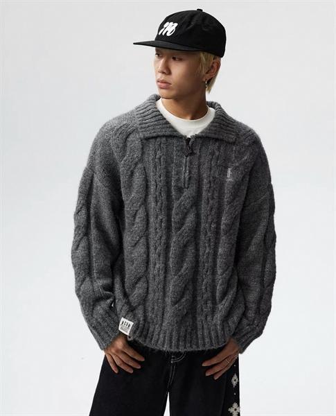 MEDM Cable Knit Zip Sweater