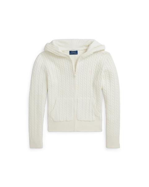 Ralph Lauren Mini-Cable Knit Zip Hoodie ( Pink Logo )